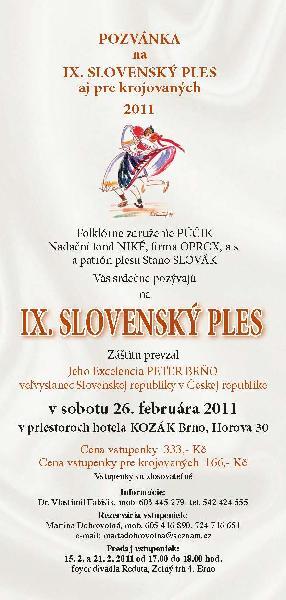 Pozvánka na IX. Slovenský ples v Brne
